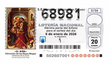 Décimo 68981 del sorteo 2-06/01/2026 El Niño