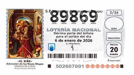 Décimo 89869 del sorteo 2-06/01/2026 El Niño