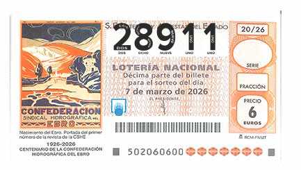 Décimo 28911 del sorteo 20-07/03/2026 Sábado