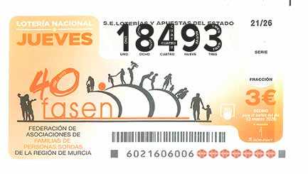 Décimo 18493 del sorteo 21-12/03/2026 Jueves