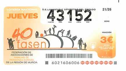 Décimo 43152 del sorteo 21-12/03/2026 Jueves