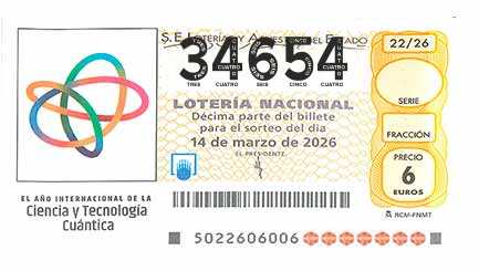Décimo 34654 del sorteo 22-14/03/2026 Sábado