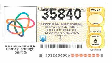 Décimo 35840 del sorteo 22-14/03/2026 Sábado