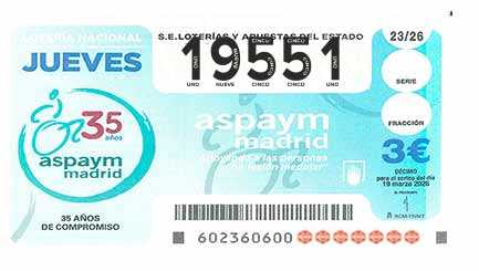 Décimo 19551 del sorteo 23-19/03/2026 Jueves