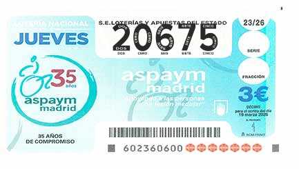 Décimo 20675 del sorteo 23-19/03/2026 Jueves