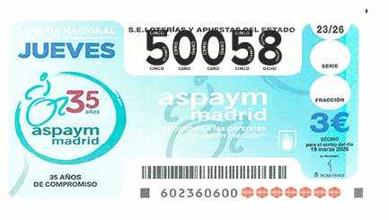 Décimo 50058 del sorteo 23-19/03/2026 Jueves