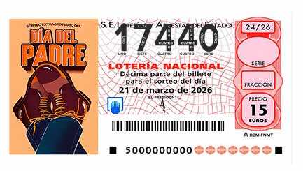 Décimo 17440 del sorteo 24-21/03/2026 Sábado