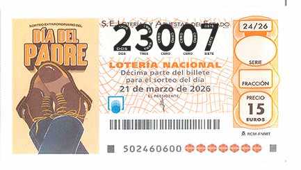 Décimo 23007 del sorteo 24-21/03/2026 Sábado
