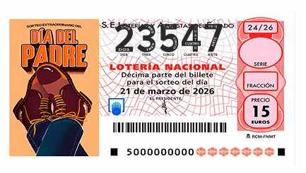 Décimo 23547 del sorteo 24-21/03/2026 Sábado