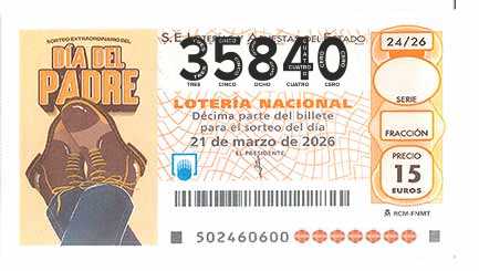 Décimo 35840 del sorteo 24-21/03/2026 Sábado