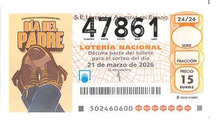 Décimo 47861 del sorteo 24-21/03/2026 Sábado