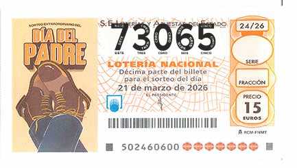 Décimo 73065 del sorteo 24-21/03/2026 Sábado