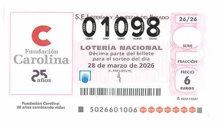 Décimo 01098 del sorteo 26-28/03/2026 Sábado
