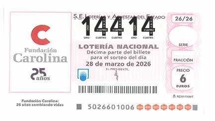 Décimo 14414 del sorteo 26-28/03/2026 Sábado