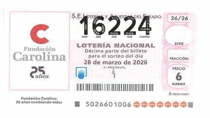 Décimo 16224 del sorteo 26-28/03/2026 Sábado