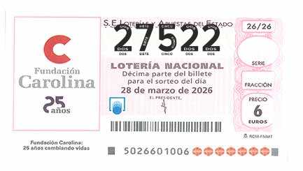 Décimo 27522 del sorteo 26-28/03/2026 Sábado