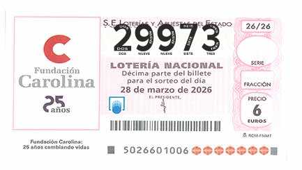 Décimo 29973 del sorteo 26-28/03/2026 Sábado