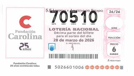 Décimo 70510 del sorteo 26-28/03/2026 Sábado