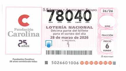 Décimo 78040 del sorteo 26-28/03/2026 Sábado