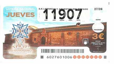 Décimo 11907 del sorteo 27-02/04/2026 Jueves