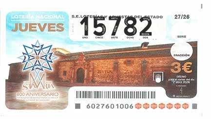Décimo 15782 del sorteo 27-02/04/2026 Jueves
