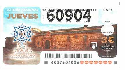 Décimo 60904 del sorteo 27-02/04/2026 Jueves