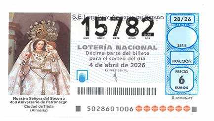 Décimo 15782 del sorteo 28-04/04/2026 Sábado