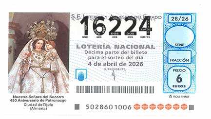 Décimo 16224 del sorteo 28-04/04/2026 Sábado