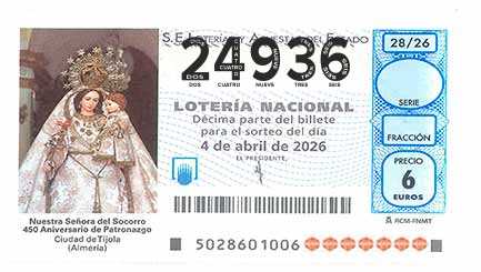 Décimo 24936 del sorteo 28-04/04/2026 Sábado