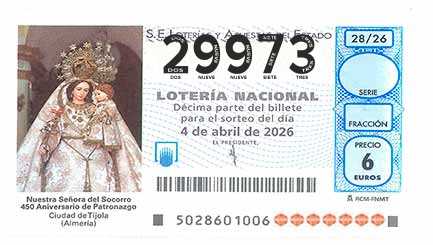 Décimo 29973 del sorteo 28-04/04/2026 Sábado