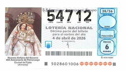 Décimo 54712 del sorteo 28-04/04/2026 Sábado