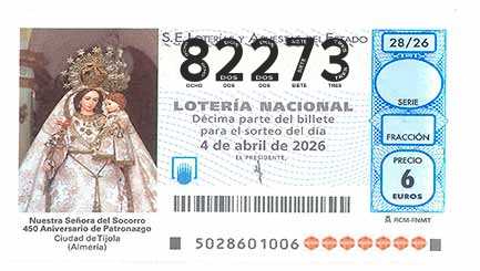 Décimo 82273 del sorteo 28-04/04/2026 Sábado