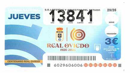 Décimo 13841 del sorteo 29-09/04/2026 Jueves