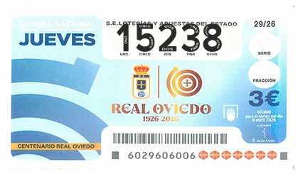 Décimo 15238 del sorteo 29-09/04/2026 Jueves