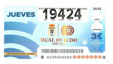 Décimo 19424 del sorteo 29-09/04/2026 Jueves