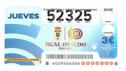 Décimo 52325 del sorteo 29-09/04/2026 Jueves