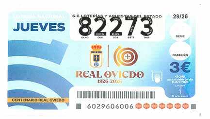 Décimo 82273 del sorteo 29-09/04/2026 Jueves