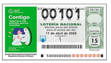 Décimo 00101 del sorteo 30-11/04/2026 Sábado