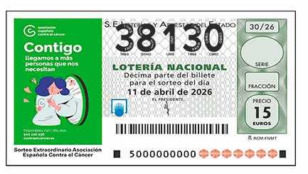 Décimo 38130 del sorteo 30-11/04/2026 Sábado