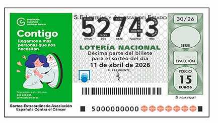Décimo 52743 del sorteo 30-11/04/2026 Sábado