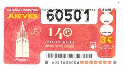 Décimo 60501 del sorteo 31-16/04/2026 Jueves