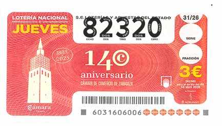 Décimo 82320 del sorteo 31-16/04/2026 Jueves