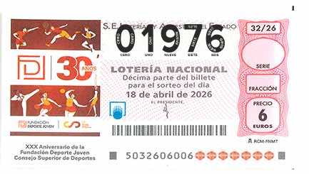 Décimo 01976 del sorteo 32-18/04/2026 Sábado