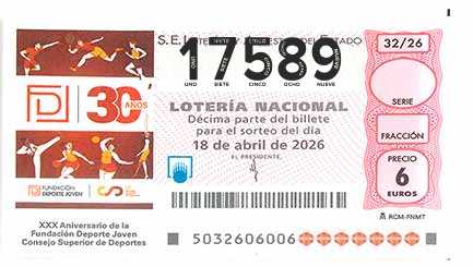 Décimo 17589 del sorteo 32-18/04/2026 Sábado