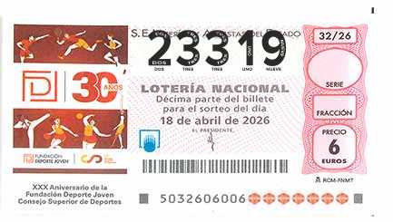 Décimo 23319 del sorteo 32-18/04/2026 Sábado