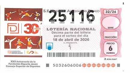Décimo 25116 del sorteo 32-18/04/2026 Sábado