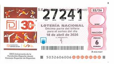 Décimo 27241 del sorteo 32-18/04/2026 Sábado