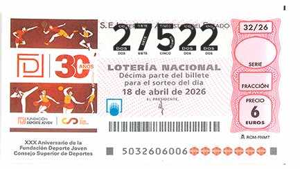 Décimo 27522 del sorteo 32-18/04/2026 Sábado