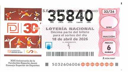 Décimo 35840 del sorteo 32-18/04/2026 Sábado