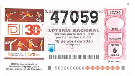 Décimo 47059 del sorteo 32-18/04/2026 Sábado